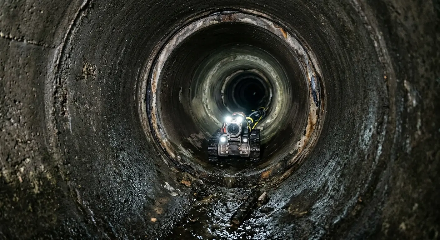 Robotic sewer camera inspecting pipe interior for Sewer Line Repair in Monfort Heights